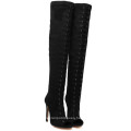 Black Fashion High Heel Ladies Knee Boots (HC 034)